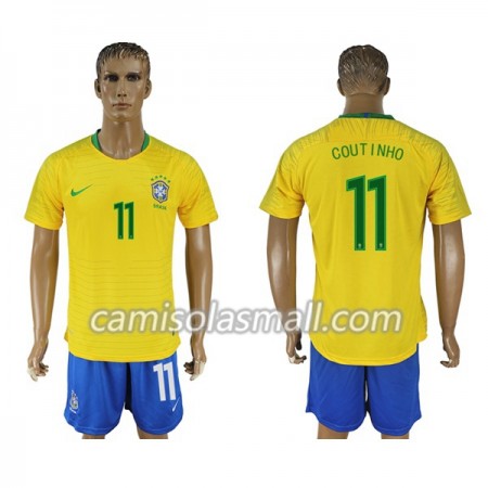 Camisolas Brasil Philippe Coutinho 11 1º Equipamento Principal Copa do Mundo 2018