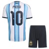 Camisolas Argentina Messi 10 Criança 1º Equipamento Principal World Cup 2026 Manga Curta