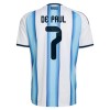 Camisolas Argentina De Paul 7 1º Equipamento Principal World Cup 2026 Manga Curta