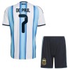 Camisolas Argentina De Paul 7 Criança 1º Equipamento Principal World Cup 2026 Manga Curta
