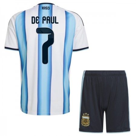 Camisolas Argentina De Paul 7 Criança 1º Equipamento Principal World Cup 2026 Manga Curta