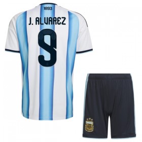 Camisolas Argentina J. Alvarez 9 Criança 1º Equipamento Principal World Cup 2026 Manga Curta