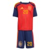 Camisolas Espanha Pedri 20 Criança 1º Equipamento Principal World Cup 2026 Manga Curta