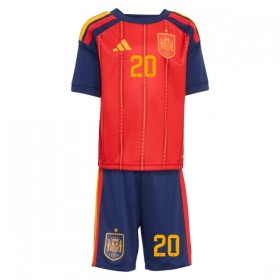 Camisolas Espanha Pedri 20 Criança 1º Equipamento Principal World Cup 2026 Manga Curta