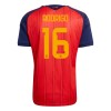 Camisolas Espanha Rodrigo 16 1º Equipamento Principal World Cup 2026 Manga Curta