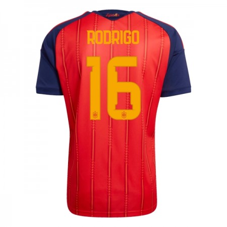 Camisolas Espanha Rodrigo 16 1º Equipamento Principal World Cup 2026 Manga Curta