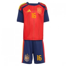 Camisolas Espanha Rodrigo 16 Criança 1º Equipamento Principal World Cup 2026 Manga Curta