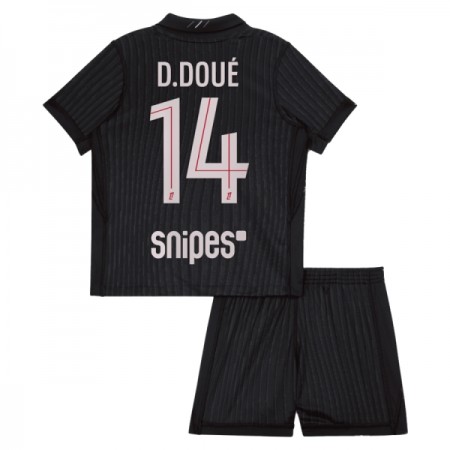 Camisolas Paris Saint-Germain D. Doue 14 Jordan Criança 4º Equipamento 2025-26 Manga Curta