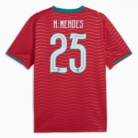 Camisolas Portugal Nuno Mendes 25 1º Equipamento Principal World Cup 2026 Manga Curta