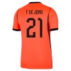 Camisolas Holanda Frenkie de Jong 21 1º Equipamento Principal World Cup 2026 Manga Curta