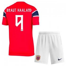 Camisolas Noruega Haaland 9 Criança 1º Equipamento Principal World Cup 2026 Manga Curta