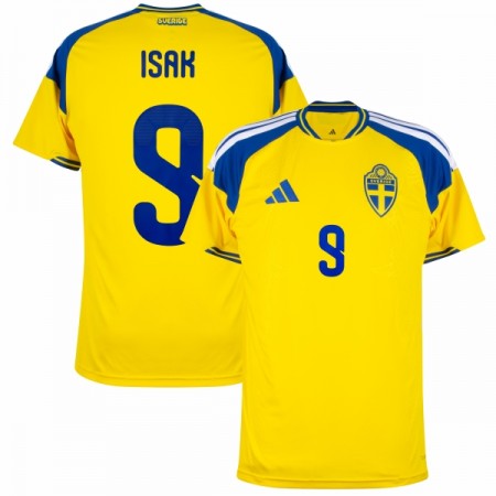 Camisolas Suécia Isak 9 1º Equipamento Principal World Cup 2026 Manga Curta Camisolas Suécia Isak 9 1º Equipamento Principal World Cup 2026 Manga Curta
