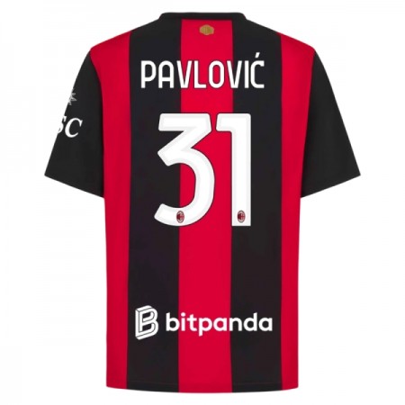 Camisolas AC Milan Pavlovic 31 1º Equipamento Principal 2026-27 Manga Curta Camisolas AC Milan Pavlovic 31 1º Equipamento Principal 2026-27 Manga Curta