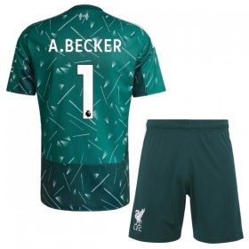Camisolas Liverpool A. Becker 1 Guarda Redes Criança 1º Equipamento Principal Verde 2026-27 Manga Curta