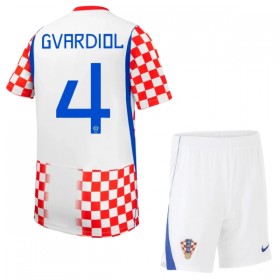 Camisolas Croácia Gvardiol 4 Criança 1º Equipamento Principal World Cup 2026 Manga Curta