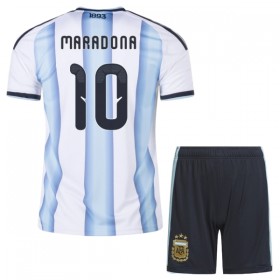Camisolas Argentina Maradona 10 Criança 1º Equipamento Principal World Cup 2026 Manga Curta