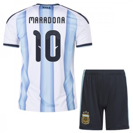 Camisolas Argentina Maradona 10 Criança 1º Equipamento Principal World Cup 2026 Manga Curta