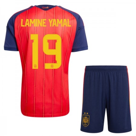 Camisolas Espanha 2 Stars Lamine Yamal 19 Criança 1º Equipamento Principal World Cup 2026 Manga Curta