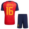 Camisolas Espanha 2 Stars Rodrigo 16 Criança 1º Equipamento Principal World Cup 2026 Manga Curta