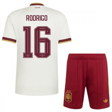 Camisolas Espanha 2 Stars Rodrigo 16 Criança 2º Equipamento Alternativa World Cup 2026 Manga Curta