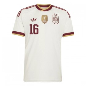 Camisolas Espanha 2 Stars Rodrigo 16 Criança 2º Equipamento Alternativa World Cup 2026 Manga Curta