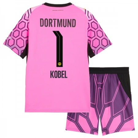 Camisolas Borussia Dortmund Kobel 1 Guarda Redes Criança 2º Equipamento Alternativa Rosa 2026-27 Manga Curta
