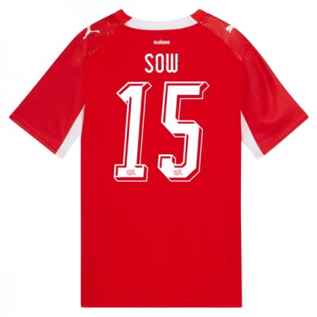 Camisolas Suíça Djibril Sow 15 1º Equipamento Principal World Cup 2026 Manga Curta Camisolas Suíça Djibril Sow 15 1º Equipamento Principal World Cup 2026 Manga Curta
