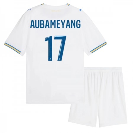 Camisolas Olympique de Marseille Aubameyang 17 Criança 1º Equipamento Principal 2026-27 Manga Curta